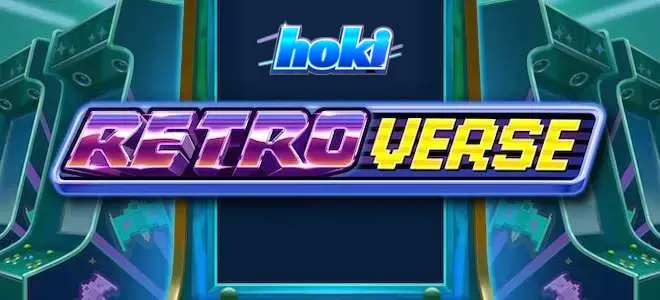 Tampilan visual slot RetroVerse dengan elemen arcade futuristik