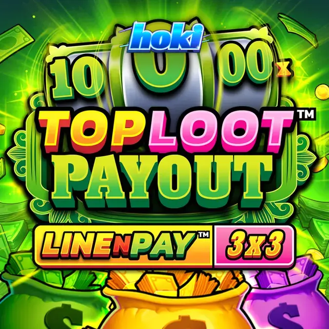 Tampilan antarmuka slot TopLoot Payout LineNPay dengan desain grid 3x3 yang khas.